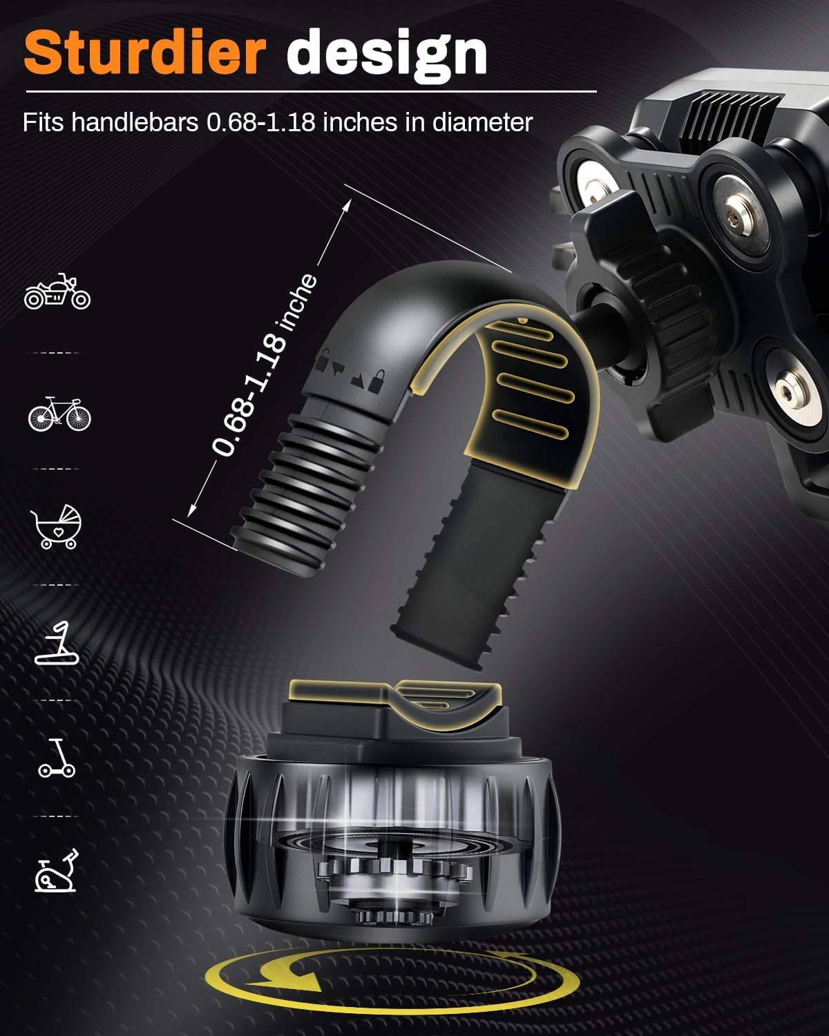 Bike Phone Mount Holder,for iPhone and More 4.7"-7" Smartphones
