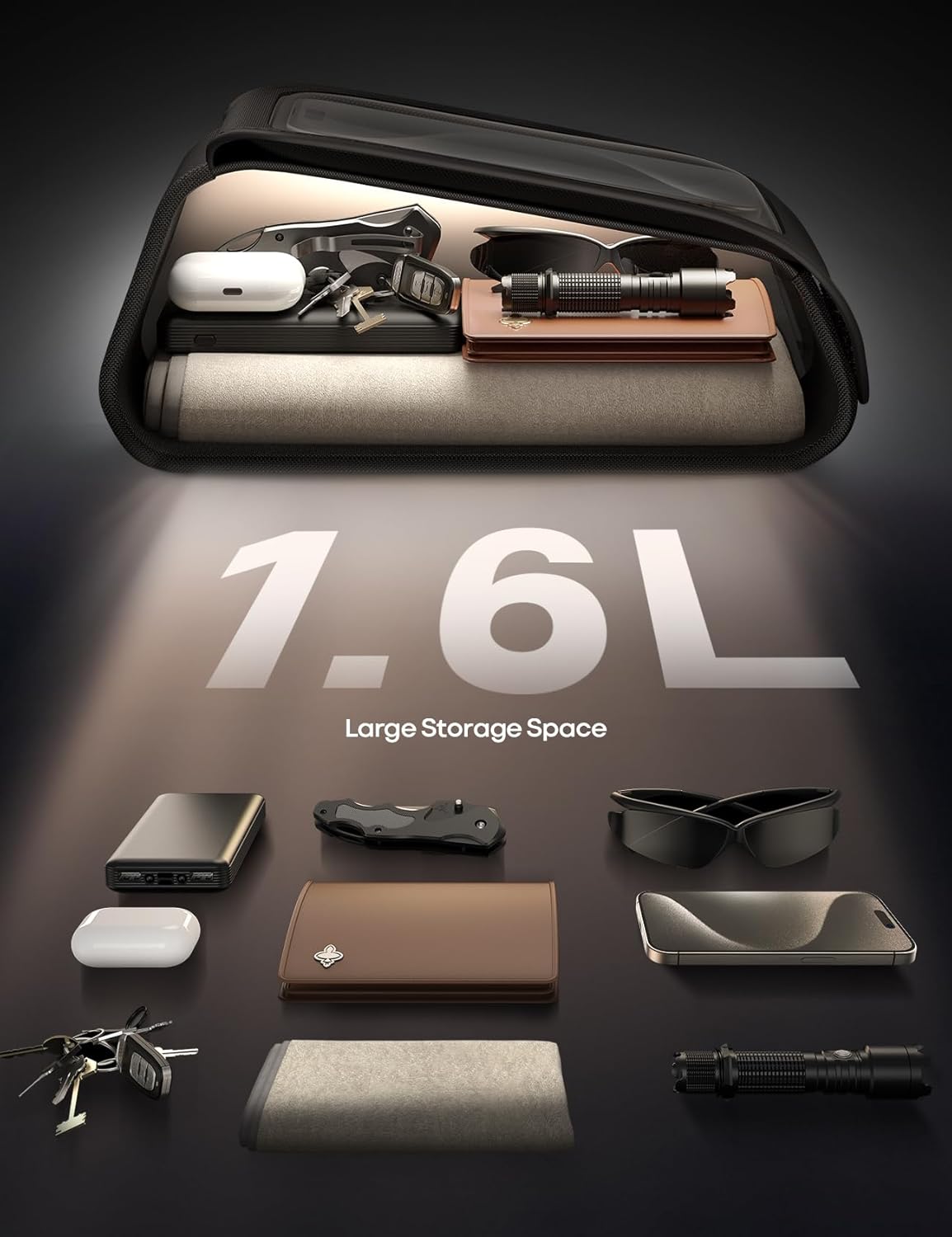 Bike Frame Bag Bike Phone Bag with 1.6L Capacity